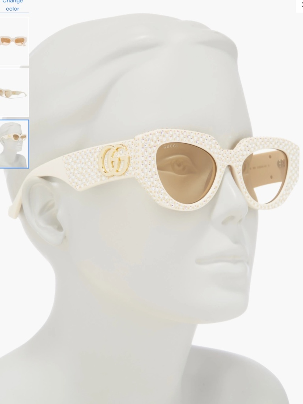 Gucci Special Edition 51mm Pavé Crystal Rectangular Sunglasses